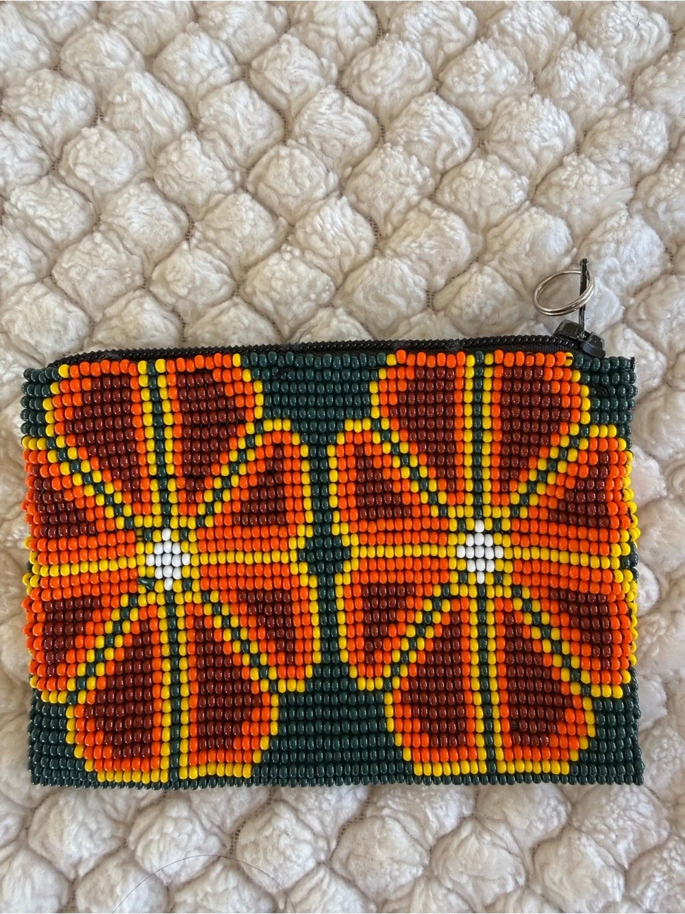 Gold Beaded Floral Zip Pouch - Ipsy Gold/Black Makeup pouch